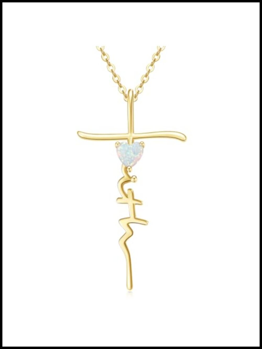 14k Gold Plated Faith Cross Birthstone Pendant Necklace